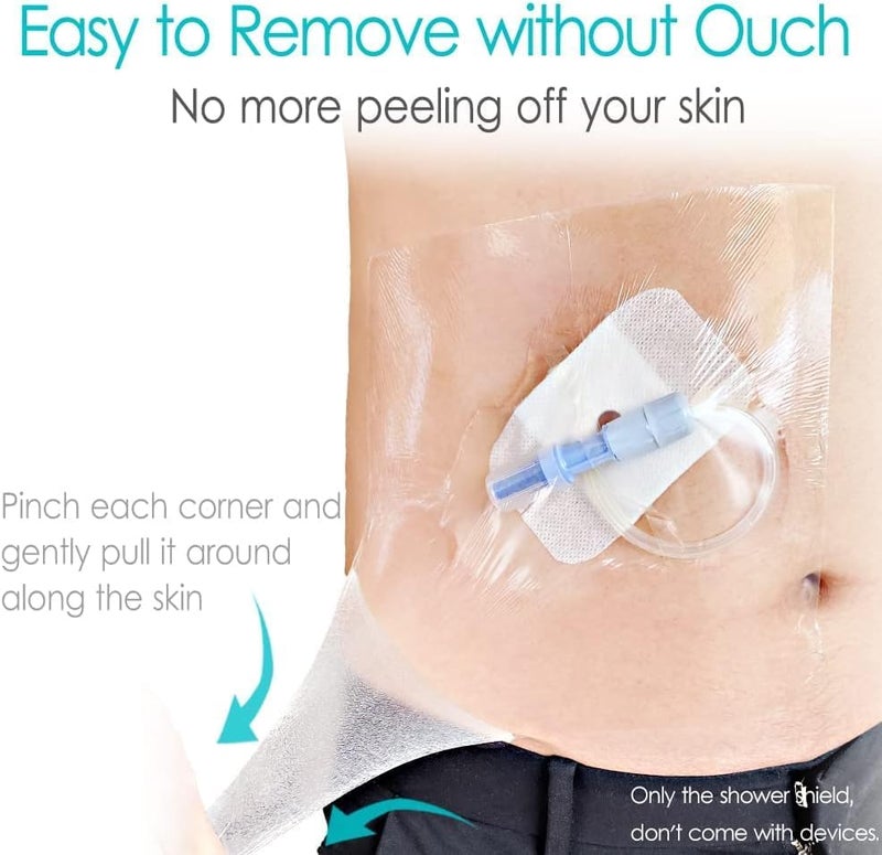 EaseToU 12"x13.7" Waterproof Dialysis Catheter Shower Cover Chest Port Shield Protector for Central Line G Feeding Tubes Transparent Wound Dressing, Pack of 14 - Image 4